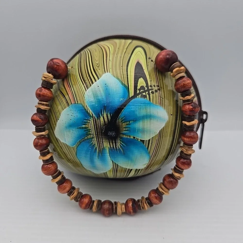 Coconut Shell‎ Hawaiian Hand Painted Flower Purse Hawaii
